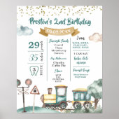 Boy Train Birthday Milestone Sign Poster (Vorne)