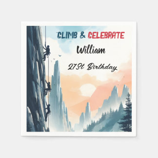 Boy Tree Fun Cliff Rock Klettern 21. Geburtstag Serviette