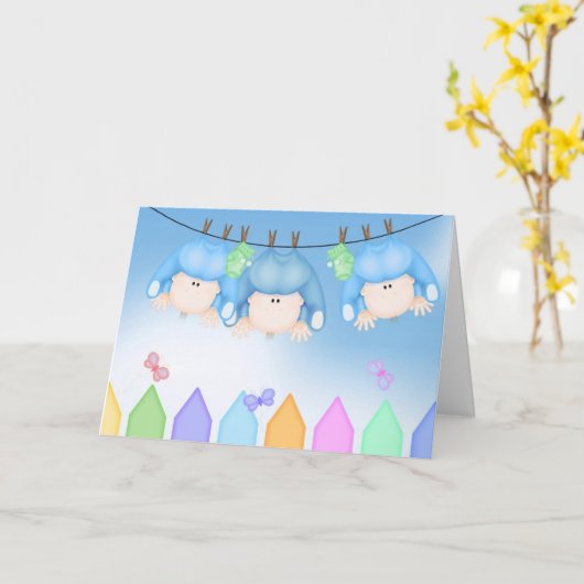 Boy Triplets Karte (Gelbe Blume)