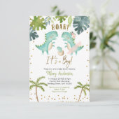 Boy Tropical Dinosaur Dusche einladen Roar Einladung (Stehend Vorderseite)