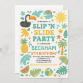 Boy Tropical Slip ’N’ Slide Birthday Party Einladung (Vorne/Hinten)