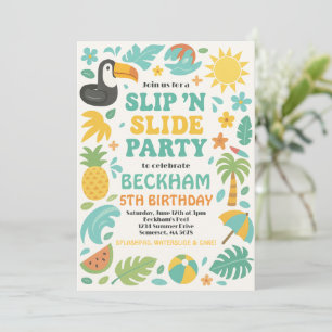 Boy Tropical Slip ’N’ Slide Birthday Party Einladung
