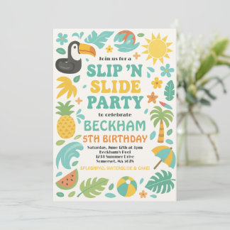 Boy Tropical Slip ’N’ Slide Birthday Party Einladung