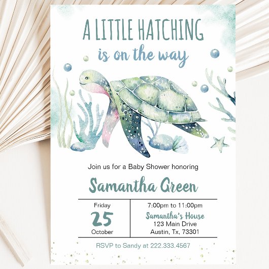 Boy Turtle Baby Shower Einladung