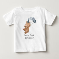 Boy Twin (Right) - Bear Party Hat - 1st Birthday
