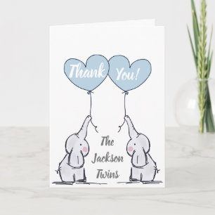 Boy Twins Baby Elephant Danke Karte