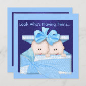 BOY TWINS BABY SHOWING INVITATION EINLADUNG (Vorne/Hinten)