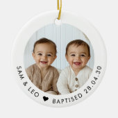 Boy Twins Baptism Photo Keepsake Keramik Ornament (Vorne)