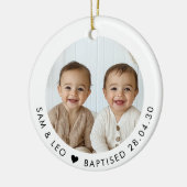 Boy Twins Baptism Photo Keepsake Keramik Ornament (Links)