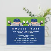 Boy Twins Baseball Baby Shower Einladungen (Stehend Vorderseite)