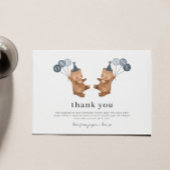 Boy Twins - Bears Party Hats - Danke Karte