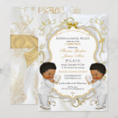 Boy Twins Taufe Christening Community Ethnic Einladung (Vorne/Hinten)