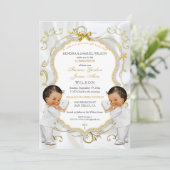 Boy Twins Taufe Christening Community Ethnic Einladung (Stehend Vorderseite)