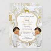 Boy Twins Taufe Christening Community Ethnic Einladung (Vorne/Hinten)
