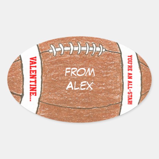 Boy valentine - Fußballaufkleber mit Namen Ovaler Aufkleber (Vorderseite)