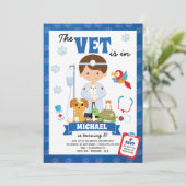 Boy Vet Geburtstagsparty Einladung (Stehend Vorderseite)