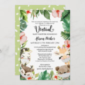 Boy Virtual Baby Shower | Masked Safari Friends Einladung (Vorne/Hinten)