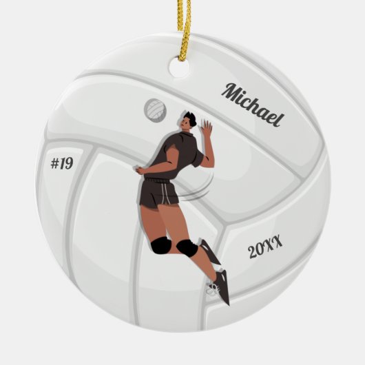 Boy Volleyball Player Kid Name Jersey Teamnummer Keramik Ornament (Vorne)