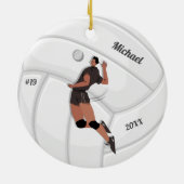 Boy Volleyball Player Kid Name Jersey Teamnummer Keramik Ornament (Hinten)