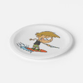 Boy Wakeboarding Fun Summer Water Sports Pappteller (Schrägansicht)