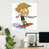 Boy Wakeboarding Fun Summer Water Sports Poster (Heimbüro)