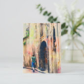 Boy Walking Away French Street Postkarte (Stehend Vorderseite)