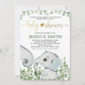 Boy Watercolor Elephant Baby Shower Einladung (Vorderseite)