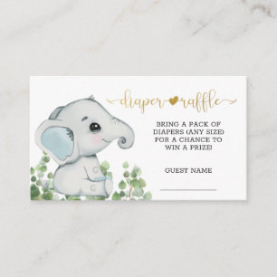 Boy Watercolor Elephant Diaper Raffle Begleitkarte