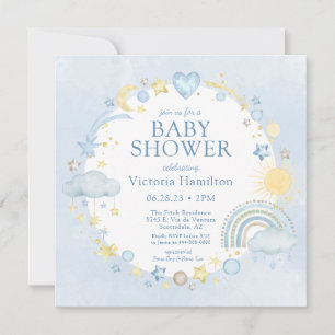 Boy Watercolor Rainbow Baby Dusche Einladung