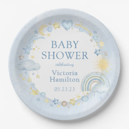 Boy Watercolor Rainbow Baby Dusche Pappteller