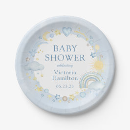 Boy Watercolor Rainbow Baby Dusche Pappteller