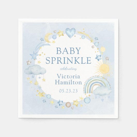 Boy Watercolor Rainbow Baby Sprinkle Serviette (Vorderseite)