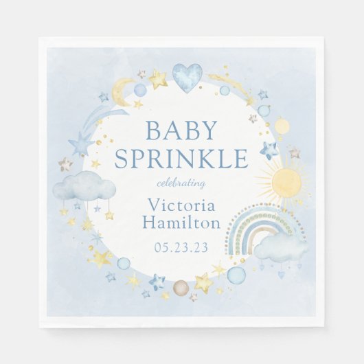 Boy Watercolor Rainbow Baby Sprinkle Serviette (Vorderseite)