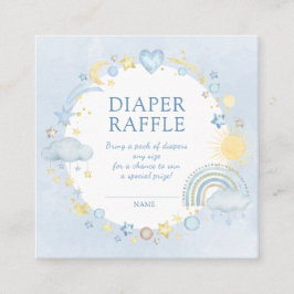 Boy Watercolor Rainbow Diaper Raffle Begleitkarte