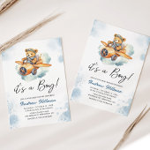 Boy Watercolor Teddy Bear Babydusche Einladung