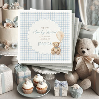 Boy We Can Bearly Wait Teddy Bear Baby Shower Serviette