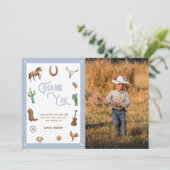 Boy Western Erster Geburtstag Rodeo Danke Karte (Stehend Vorderseite)