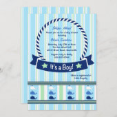 Boy - Whale Border Baby Shower Einladung (Vorne/Hinten)