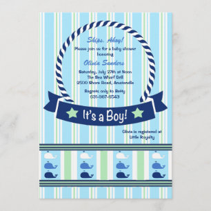 Boy - Whale Border Baby Shower Einladung