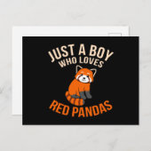 Boy Who Lieben Red Pandas Niedlich Pet Animal Pand Ankündigungspostkarte (Vorne/Hinten)