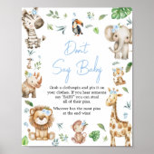 Boy Wild One Safari Baby Dusche Say Baby nicht Poster (Vorne)