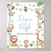 Boy Wild One Safari Baby Dusche Windeln Raffle Poster (Vorne)