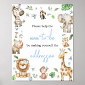 Boy Wild One Safari Baby Shower Envelope Station Poster (Vorne)