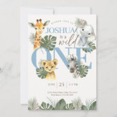 Boy Wild One Safari Geburtstag Einladung Jungle (Vorderseite)