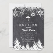 Boy Winter Holiday Snowflakes Chalkboard Taufe Einladung (Vorderseite)