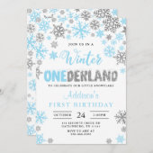 Boy Winter Onederland Einladung zum ersten Geburts (Vorne/Hinten)