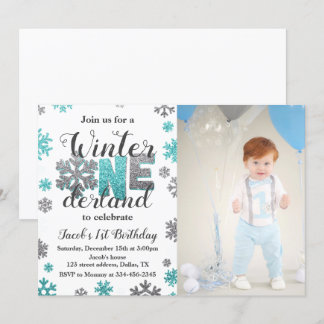 Boy Winter ONEderland Geburtstag Einladung Foto