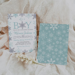 Boy Winter Snowflake Kinderdusche Einladung
