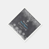 Boy Winter String Lights Schneeflocken Chalk Taufe Serviette (Ecke)