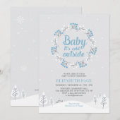 Boy Winter Wonderland Baby Dusche, Blue & Gray Einladung (Vorne/Hinten)